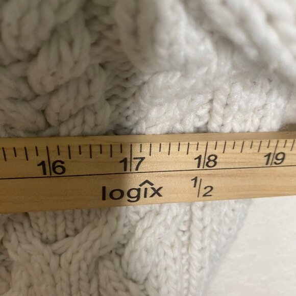 Zara Chunky Cable Knit Pearl Embellished Sweater Womens L Ivory - Picture 7 of 8